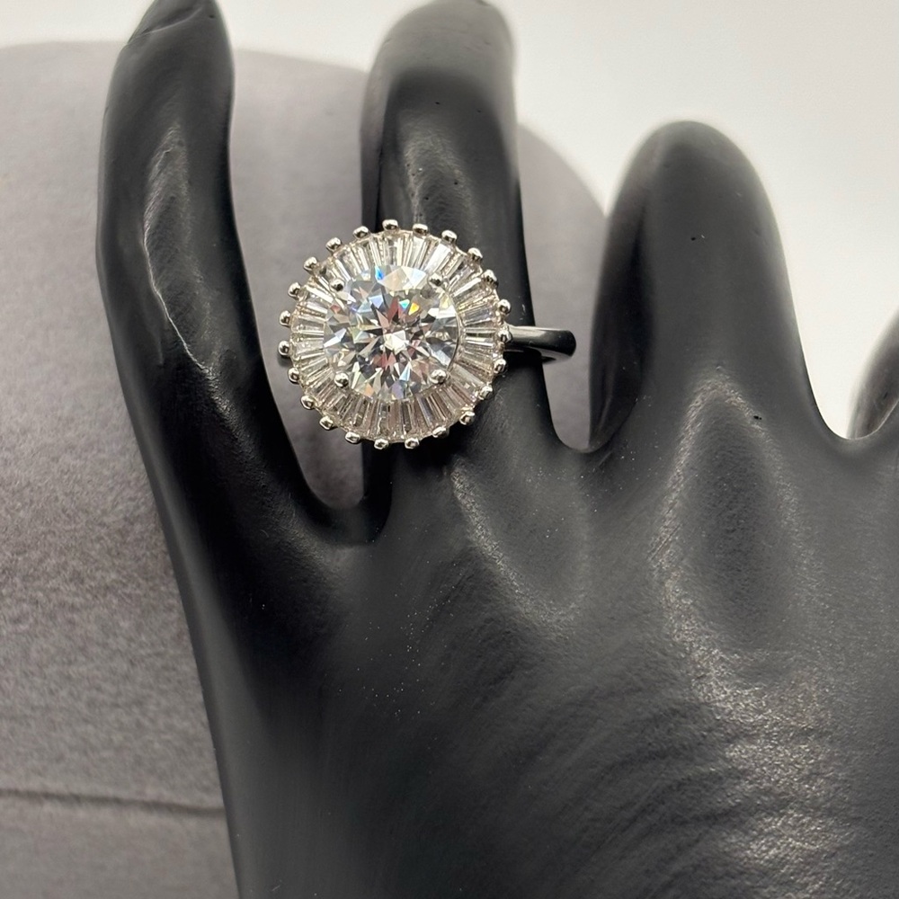 Moissanite 2ct Round Sterling Silver Ballerina Ring - Picture 2 of 7